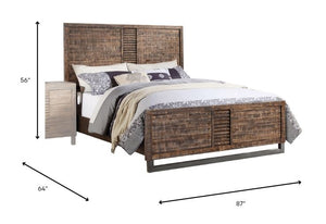 Homeroots Solid Wood Queen Brown And Black Bed  Solid Wood 285868