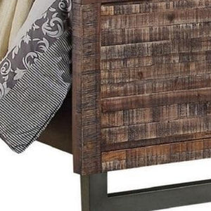 Homeroots Solid Wood Queen Brown And Black Bed  Solid Wood 285868