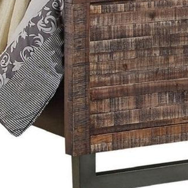 Homeroots Solid Wood Queen Brown And Black Bed  Solid Wood 285868