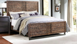 Homeroots Solid Wood Queen Brown And Black Bed  Solid Wood 285868