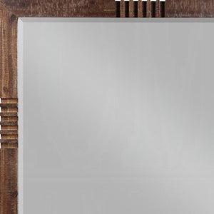 HomeRoots Reclaimed Oak Finish Rectangular Mirror - Rustic Elegance with Beveled Edge for Stylish Spaces 285869