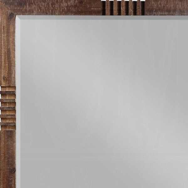 HomeRoots Reclaimed Oak Finish Rectangular Mirror - Rustic Elegance with Beveled Edge for Stylish Spaces 285869