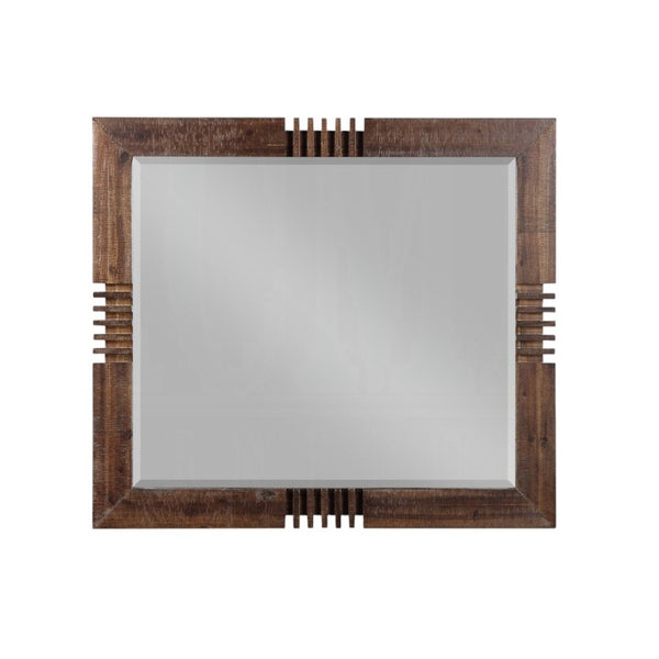 HomeRoots Reclaimed Oak Finish Rectangular Mirror - Rustic Elegance with Beveled Edge for Stylish Spaces 285869