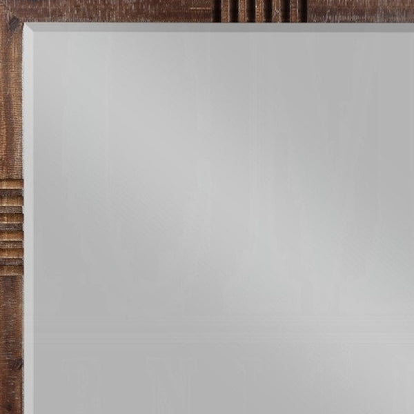 HomeRoots Reclaimed Oak Finish Rectangular Mirror - Rustic Elegance with Beveled Edge for Stylish Spaces 285869
