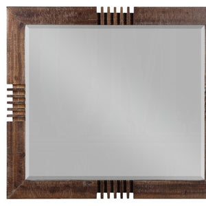 HomeRoots Reclaimed Oak Finish Rectangular Mirror - Rustic Elegance with Beveled Edge for Stylish Spaces 285869