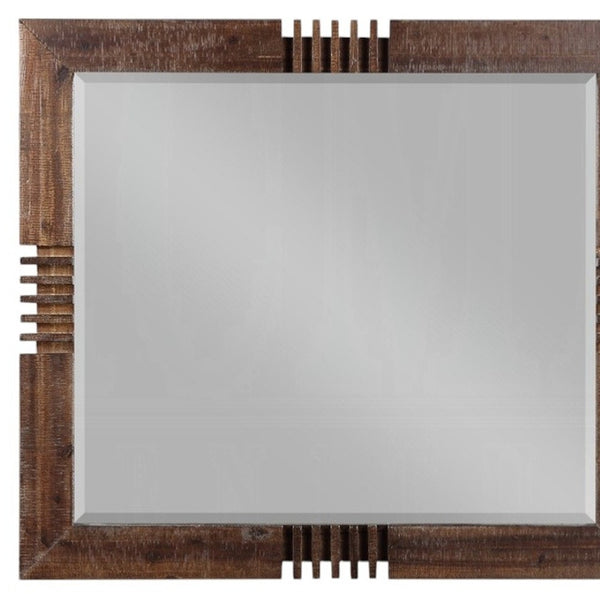 HomeRoots Reclaimed Oak Finish Rectangular Mirror - Rustic Elegance with Beveled Edge for Stylish Spaces 285869