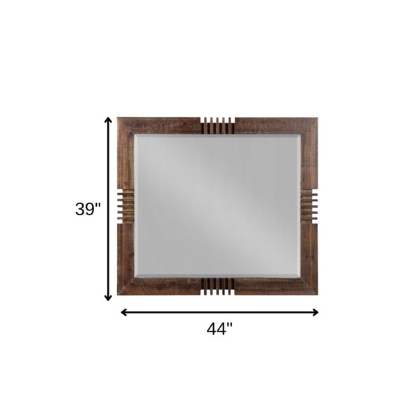 HomeRoots Reclaimed Oak Finish Rectangular Mirror - Rustic Elegance with Beveled Edge for Stylish Spaces 285869