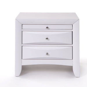 Homeroots Elegant White 3 Drawer Nightstand White  285871