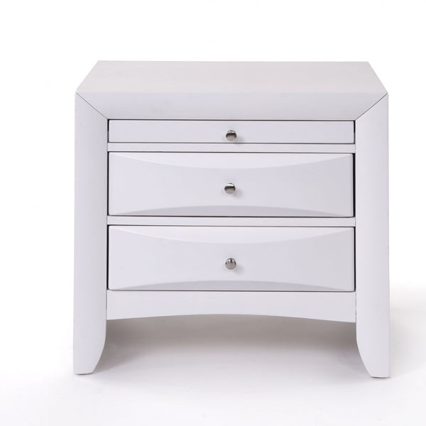 Homeroots Elegant White 3 Drawer Nightstand White  285871