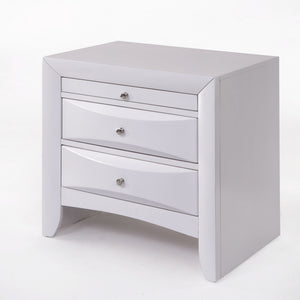 Homeroots Elegant White 3 Drawer Nightstand White  285871