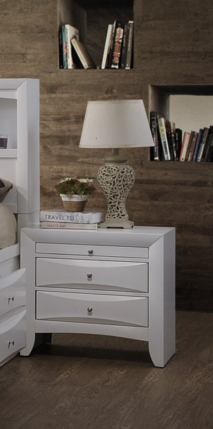 Homeroots Elegant White 3 Drawer Nightstand White  285871