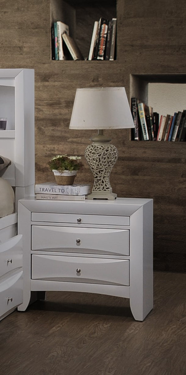 Homeroots Elegant White 3 Drawer Nightstand White  285871