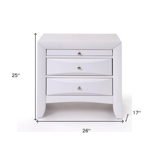 HomeRoots 25" Solid Wood Nightstand with Three Drawers – Elegant Storage Solution for Bedroom or Living Space White 285871