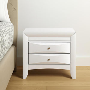 HomeRoots 25" Solid Wood Nightstand with Three Drawers – Elegant Storage Solution for Bedroom or Living Space White 285871