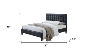 HomeRoots 87" Transitional Gray Queen Bed with Buttonless Tufted Headboard, Low-Profile Footboard & Durability 285884