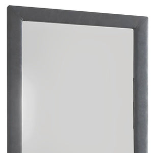 Homeroots Two Tone Gray Upholstered Accent Vanity Mirror  Polyurethane Foam 285886