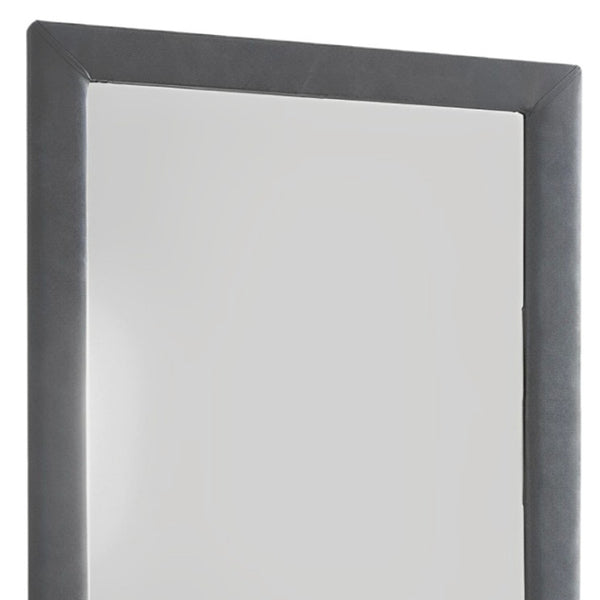 Homeroots Two Tone Gray Upholstered Accent Vanity Mirror  Polyurethane Foam 285886