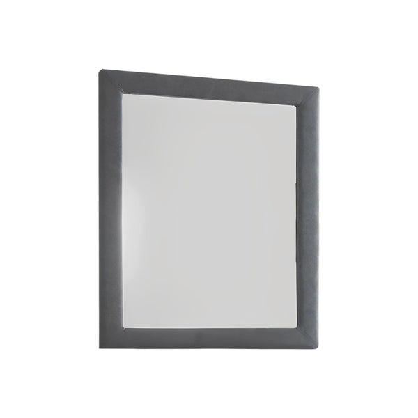 Homeroots Two Tone Gray Upholstered Accent Vanity Mirror  Polyurethane Foam 285886