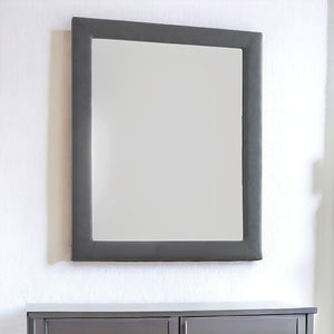 Homeroots Two Tone Gray Upholstered Accent Vanity Mirror  Polyurethane Foam 285886
