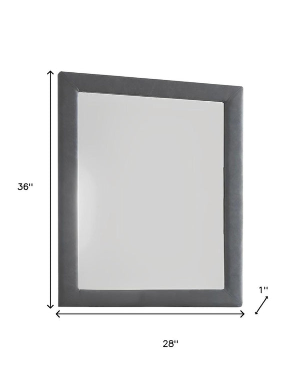 HomeRoots Two Tone Gray Upholstered Accent Vanity Mirror – Elegant Vertical Design for Timeless Bedroom Style 285886
