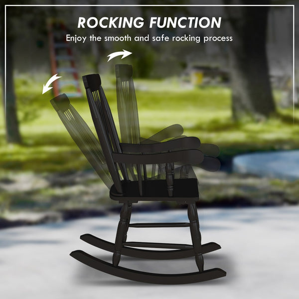 English Elm Outsunny Outdoor Rocking Chairs Set Of 2 - Classic Black Wood Rockers For Patios, Gardens & Balconies W2225P217107-GIGA