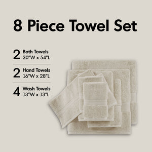 JLA Home Madison Park Signature - Ultra-Soft Spa-Quality 100% Cotton Towel Set with 800GSM Plush Absorbency, Antimicrobial, Oeko-Tex Certified Natural MPS73-190