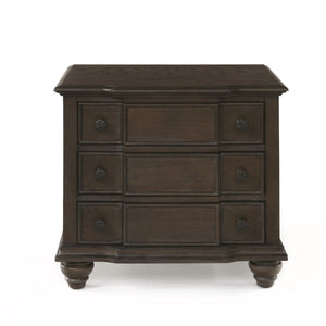 Homeroots 26" Brown Three Drawers Solid Wood Nightstand   285905