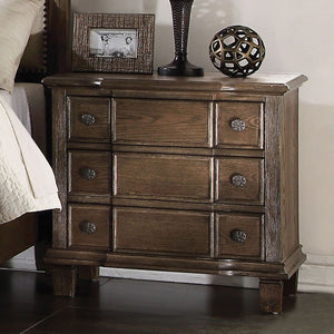 Homeroots 26" Brown Three Drawers Solid Wood Nightstand   285905