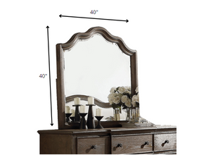 Homeroots Distressed Grey Finish Beveled Wall Mirror  Wood 285906