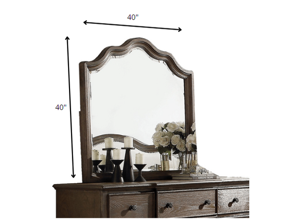 Homeroots Distressed Grey Finish Beveled Wall Mirror  Wood 285906