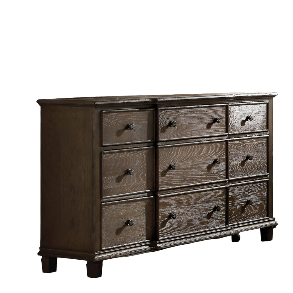 Homeroots 60" X 18" X 38" Weathered Oak Dresser  Solid Wood 285907