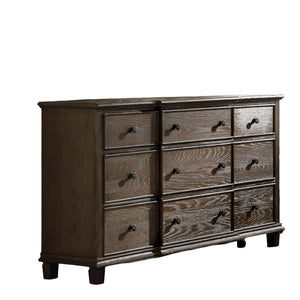 Homeroots 60" X 18" X 38" Weathered Oak Dresser  Solid Wood 285907