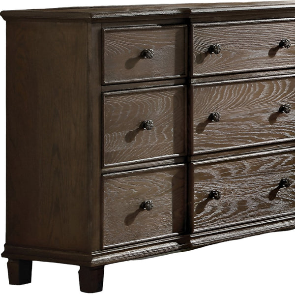 Homeroots 60" X 18" X 38" Weathered Oak Dresser  Solid Wood 285907