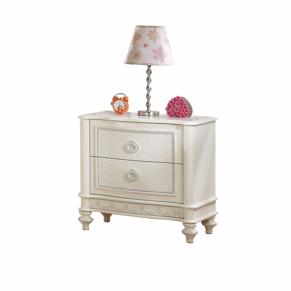 Homeroots 26" X 16" X 26" Ivory 2 Drawer Nightstand   285914