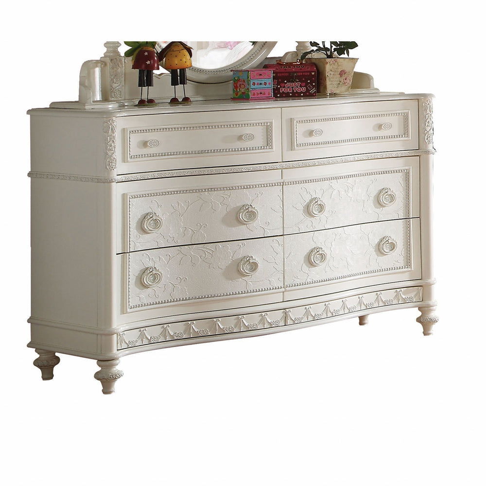 Homeroots 54" X 18" X 35" Ivory Pine Wood Dresser  Solid Wood 285916