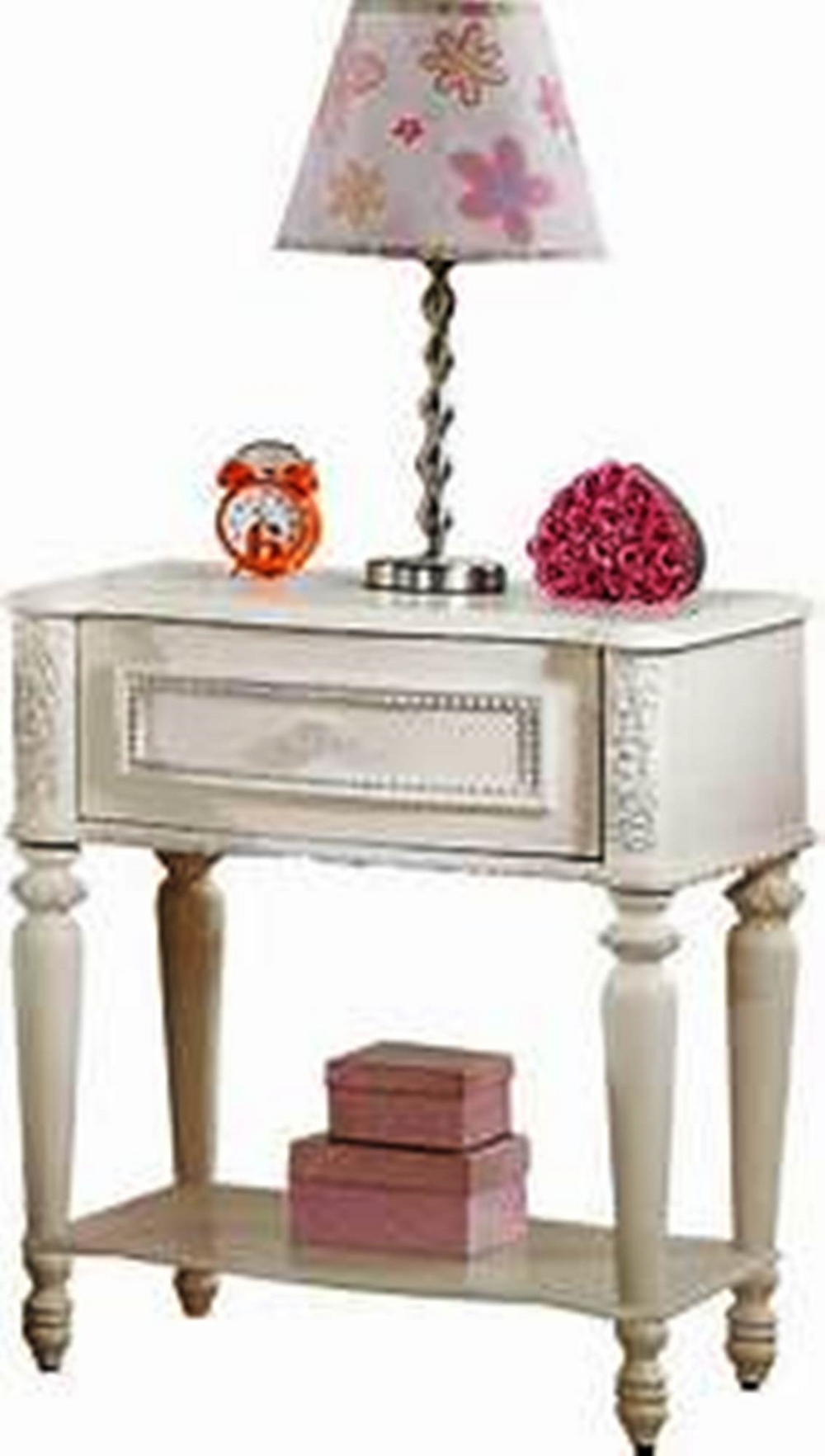 Homeroots 23" X 16" X 26" Ivory 1 Drawer Nightstand   285917