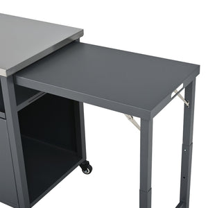 English Elm Outdoor Bbq Prep Cart Rolling Stainless Steel Grill Station with Foldable Work Surface Gray N719P407404E