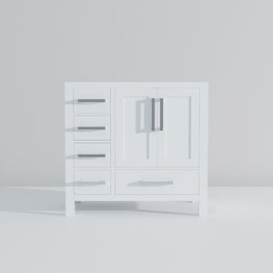 English Elm White Bath Vanity 36 In. W X 22 In. D - Elegant Storage Solution With Soft-Close Features & Style B2731P258805-GIGA