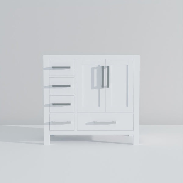 English Elm White Bath Vanity 36 In. W X 22 In. D - Elegant Storage Solution With Soft-Close Features & Style B2731P258805-GIGA