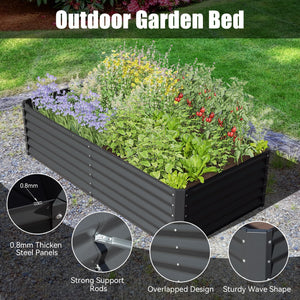 English Elm 6x3x1.5ft Galvanized Raised Garden Bed — Heavy-Duty Steel Planter with Open Base, Reinforced Rods, Safe Edge for Vegetables Flowers and Easy Assembly Gray W1859P197913
