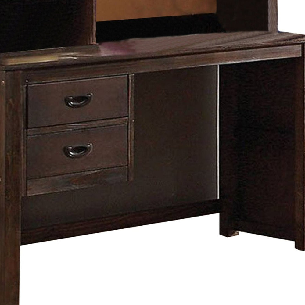 HomeRoots 50" Brown Solid Wood Credenza Desk - Executive Style with Drawers & Shelves for Organized Workspace 285933