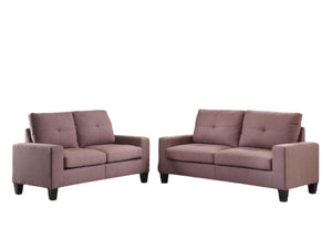 Homeroots 71" Chocolate Linen Platinum Sofa And Loveseat   285956