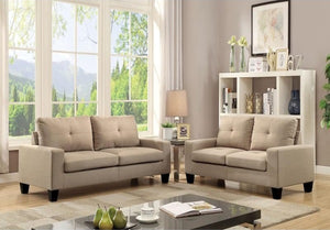 Homeroots 71" Beige Linen Platinum  Sofa And Loveseat   285958