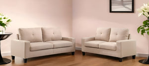Homeroots 71" Beige Linen Platinum  Sofa And Loveseat   285958