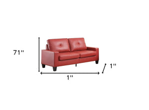 Homeroots 71" Red Pu Platinum  Sofa And Loveseat   285959