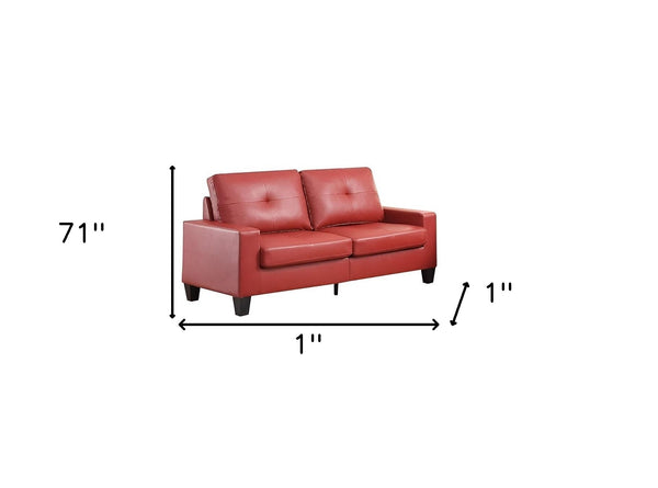 Homeroots 71" Red Pu Platinum  Sofa And Loveseat   285959