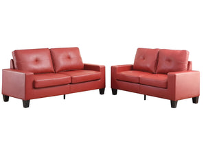 Homeroots 71" Red Pu Platinum  Sofa And Loveseat   285959