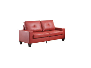 Homeroots 71" Red Pu Platinum  Sofa And Loveseat   285959
