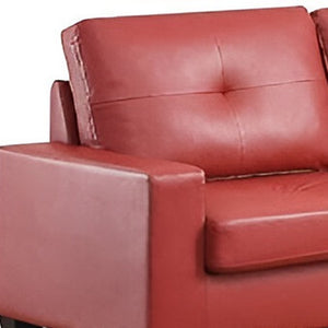 Homeroots 71" Red Pu Platinum  Sofa And Loveseat   285959