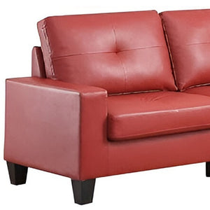 Homeroots 71" Red Pu Platinum  Sofa And Loveseat   285959